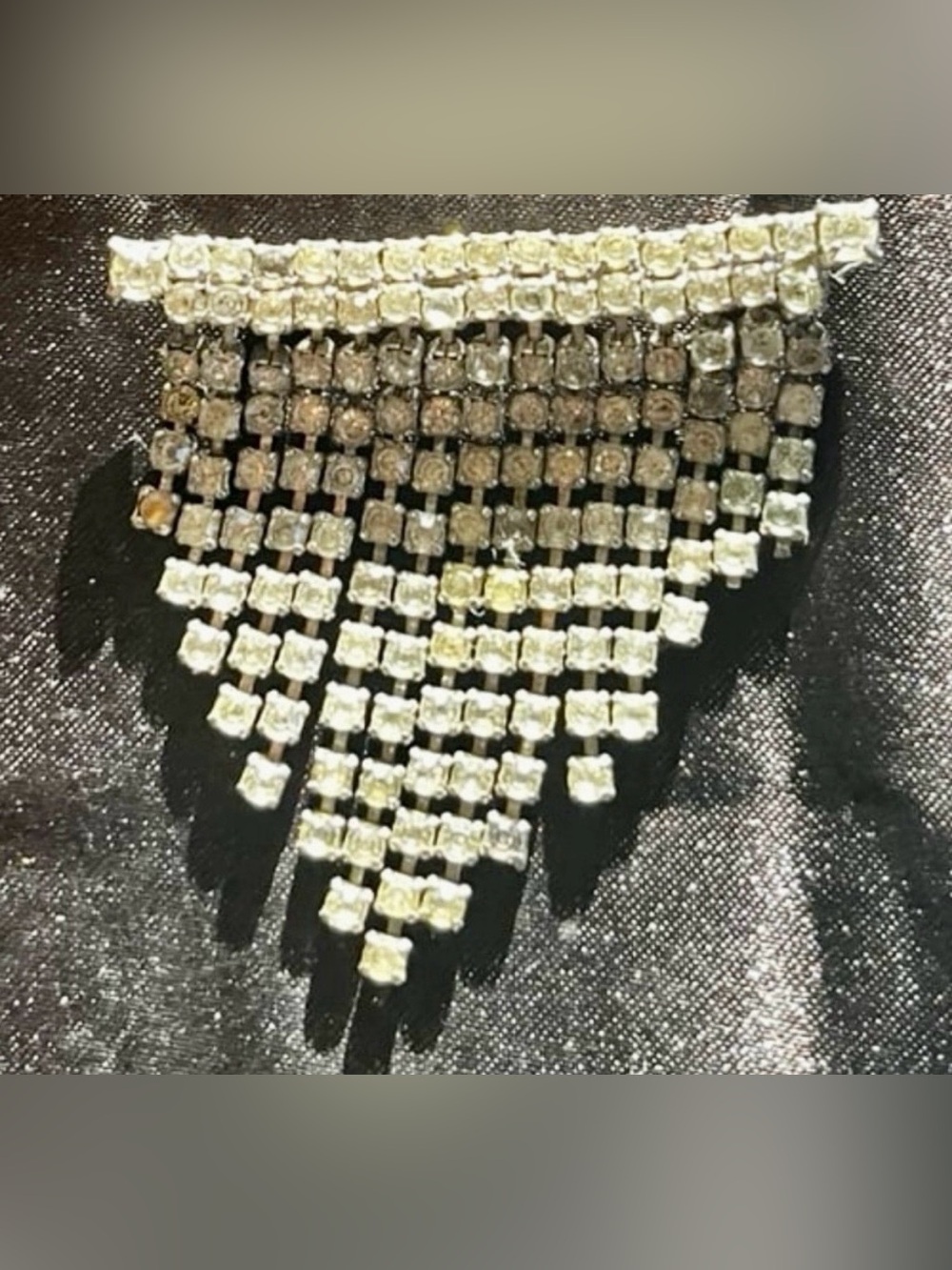 Vintage Cascading Crystal Fringe Brooch- Clear Rhinestones